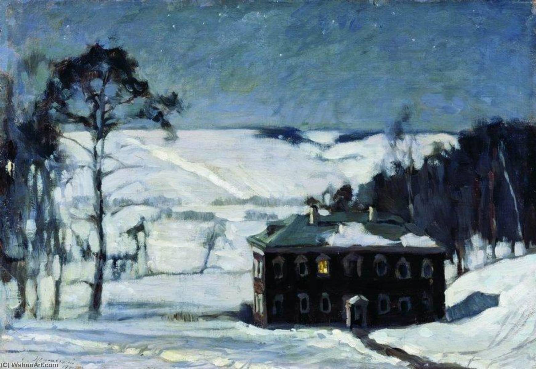 Order Oil Painting Replica Moonlit Night in Winter, 1901 by Stanislav Zhukovsky (1873-1944) | ArtsDot.com