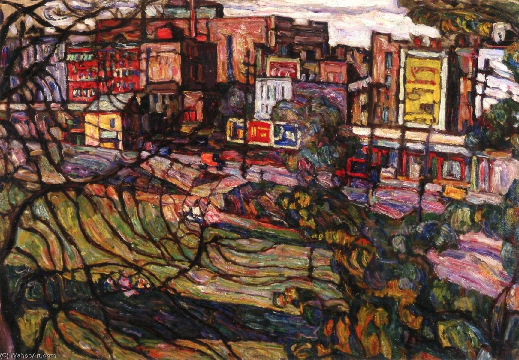 Order Oil Painting Replica Eagle Avenue, Bronx, 1924 by Abraham Manievich | ArtsDot.com