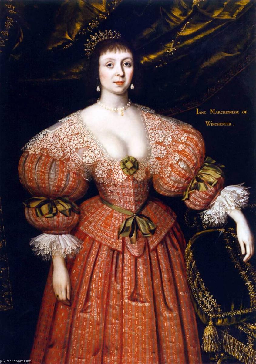 Order Paintings Reproductions Portrait of Jane, Countess of Winchester, 1632 by Gilbert Jackson (1595-1643) | ArtsDot.com