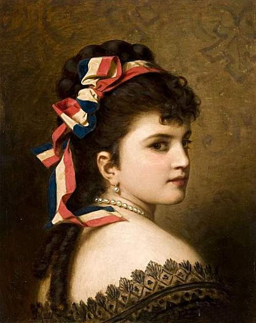 Buy Museum Art Reproductions Girl with a Tricolor Ribbon by Anton Ebert (1835-1896) | ArtsDot.com
