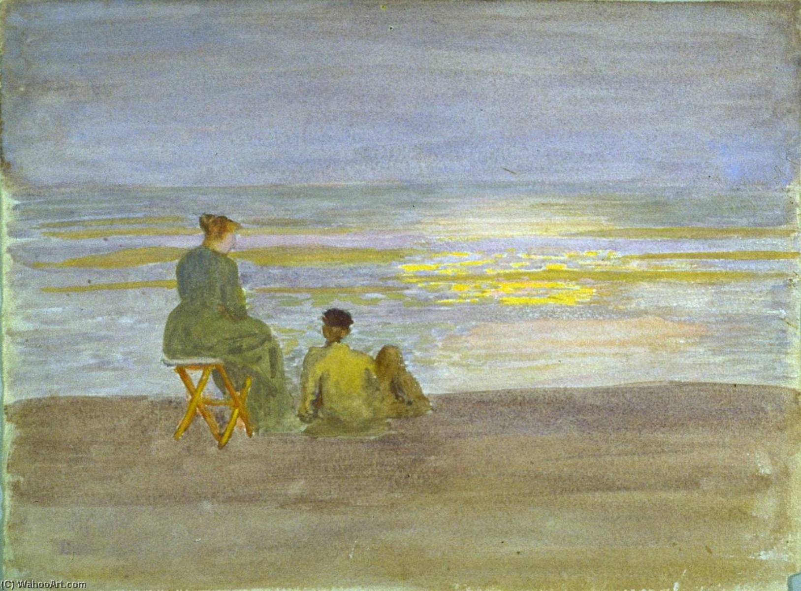Order Paintings Reproductions Man and Woman on the Beach, 1893 by Thomas P Anshutz (1851-1912) | ArtsDot.com