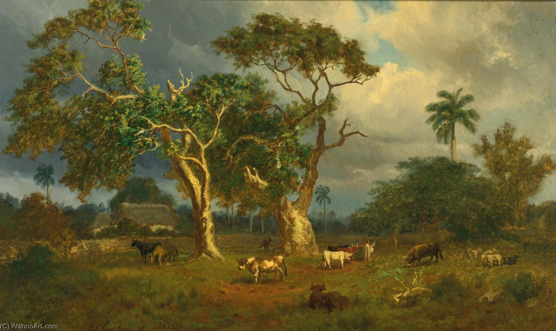Order Paintings Reproductions Paisaje Cubano by Esteban Chartrand Y Dubois (1840-1884) | ArtsDot.com