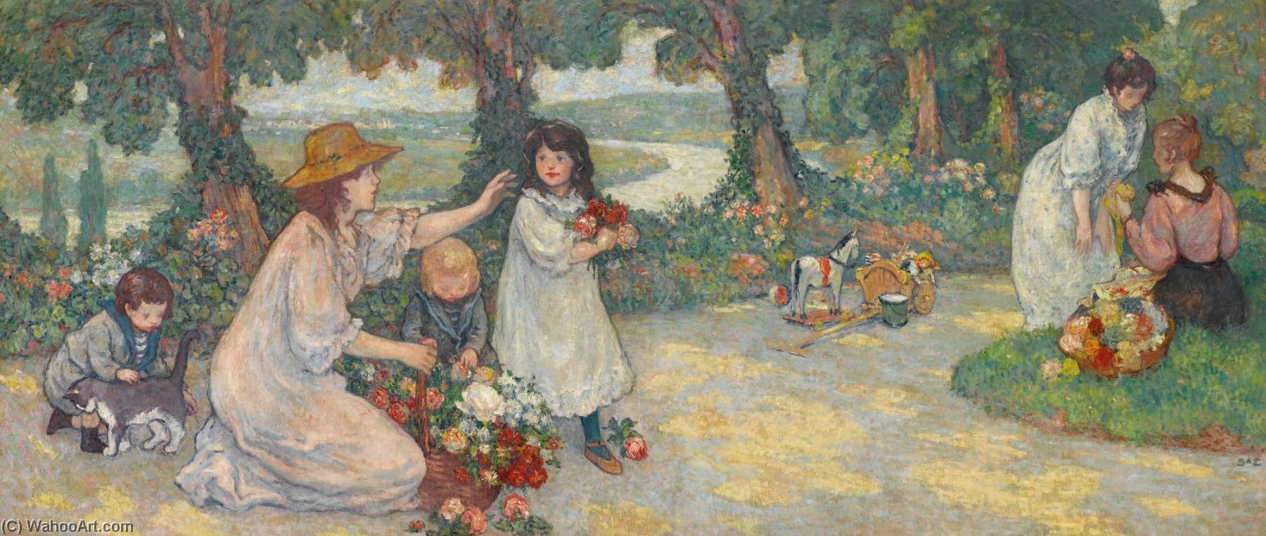 Order Paintings Reproductions Femmes et enfants dans la terrasse du moulin de Beaulieu à Villennes sur Seine, 1898 by Georges Despagnat (1870-1950, France) | ArtsDot.com