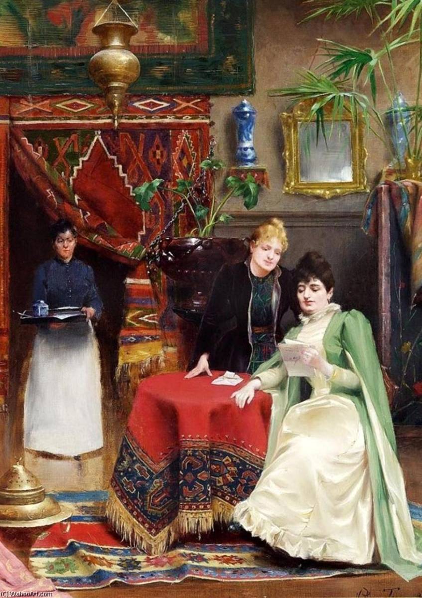 Order Oil Painting Replica The Letter, 1890 by Henri Adrien Tanoux (1865-1923) | ArtsDot.com