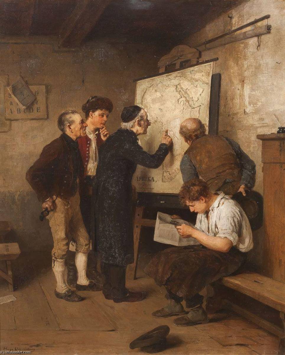 Order Paintings Reproductions Geography Lesson by Hugo Oehmichen (1843-1932) | ArtsDot.com