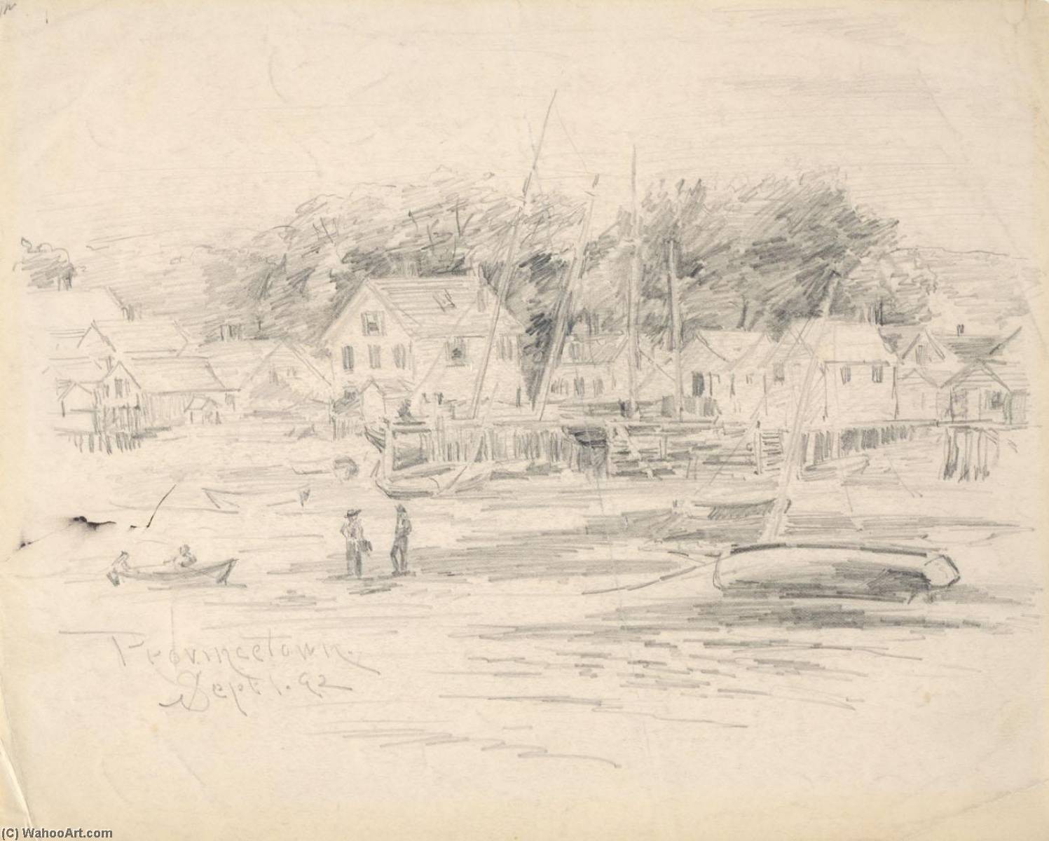 Order Paintings Reproductions View of Provincetown, 1892 by Henry Farrer (1844-1903) | ArtsDot.com