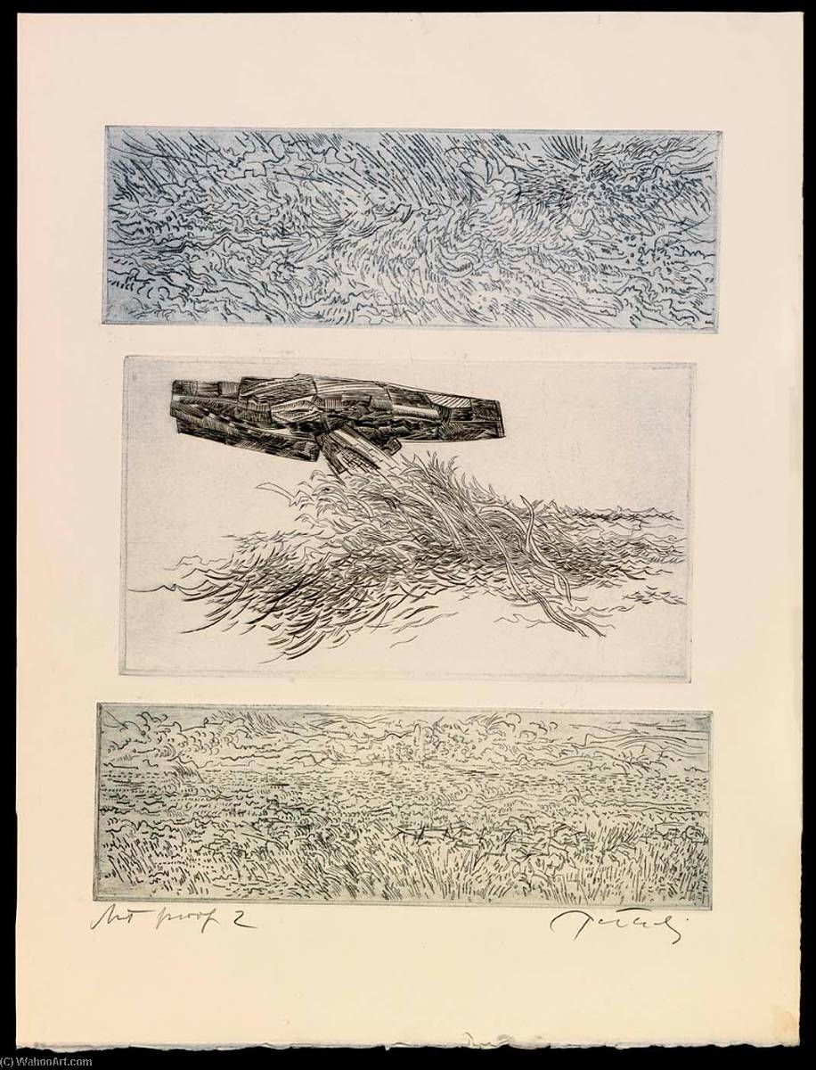 The Sea Shines, State 2, from the portfolio A Genesis, 1967 by Gabor Peterdi (1915-2001) Gabor Peterdi | ArtsDot.com