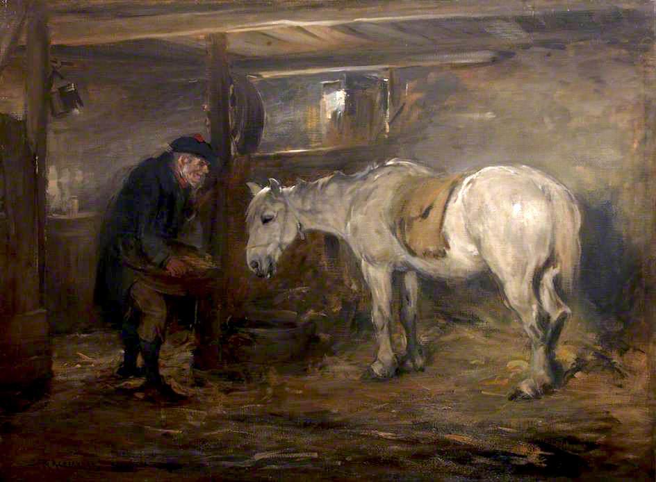 Order Oil Painting Replica Feeding the Horse by Robert L Alexander (1840-1923) | ArtsDot.com