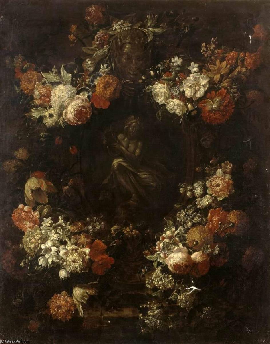 Order Art Reproductions Apollo the Kithara Player Framed with a Garland of Flowers, 1701 by Gaspar Peeter The Younger Verbruggen (1664-1730) | ArtsDot.com