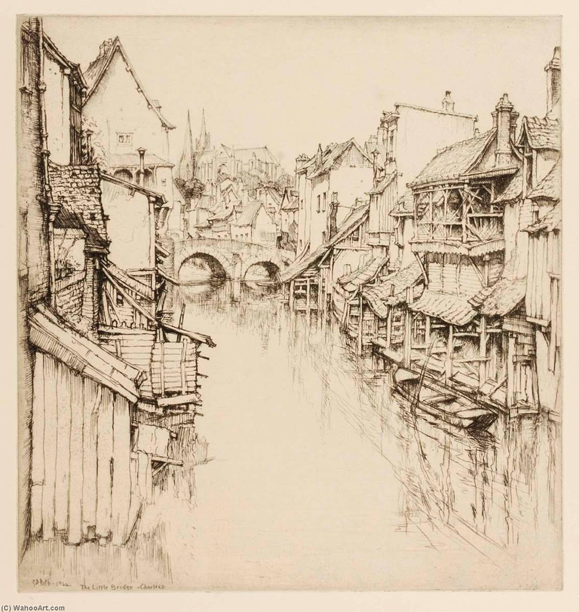 Order Art Reproductions The Little Bridge, Chartres by Ernest D Roth (Inspired By) (1879-1964) | ArtsDot.com