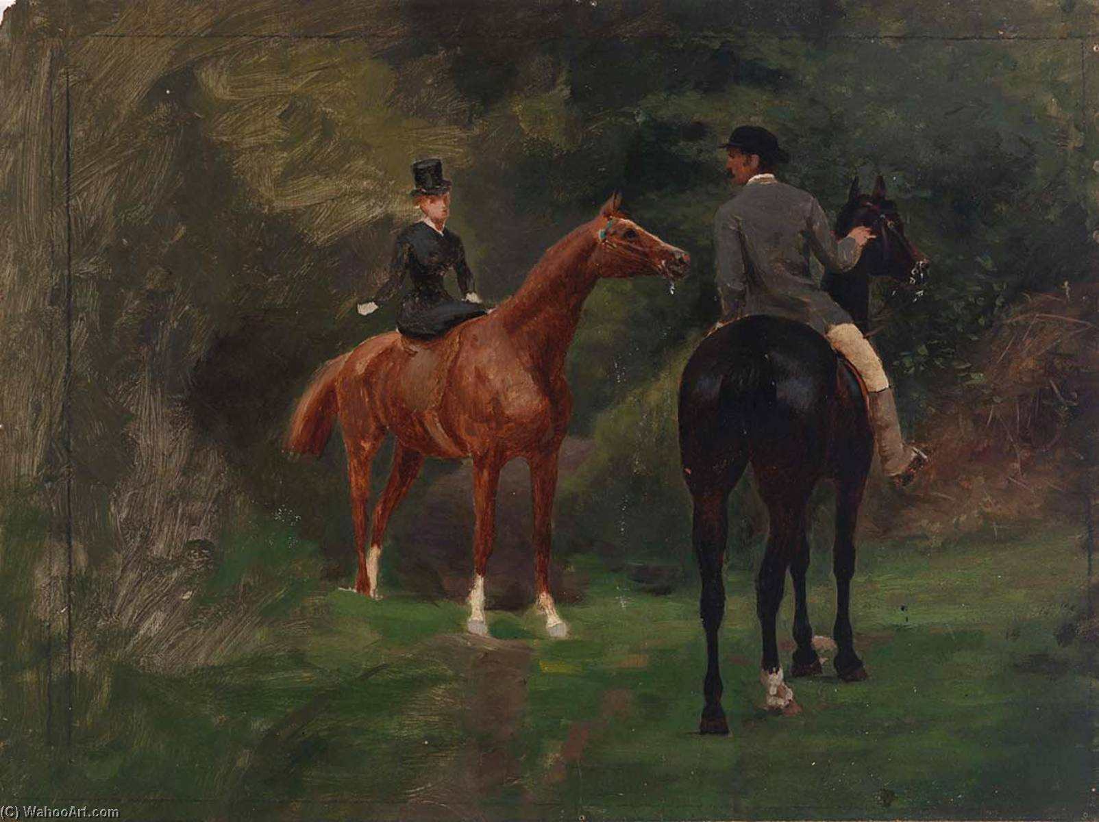 Order Art Reproductions Figures on Horseback by Eliphalet Fraser Andrews | ArtsDot.com