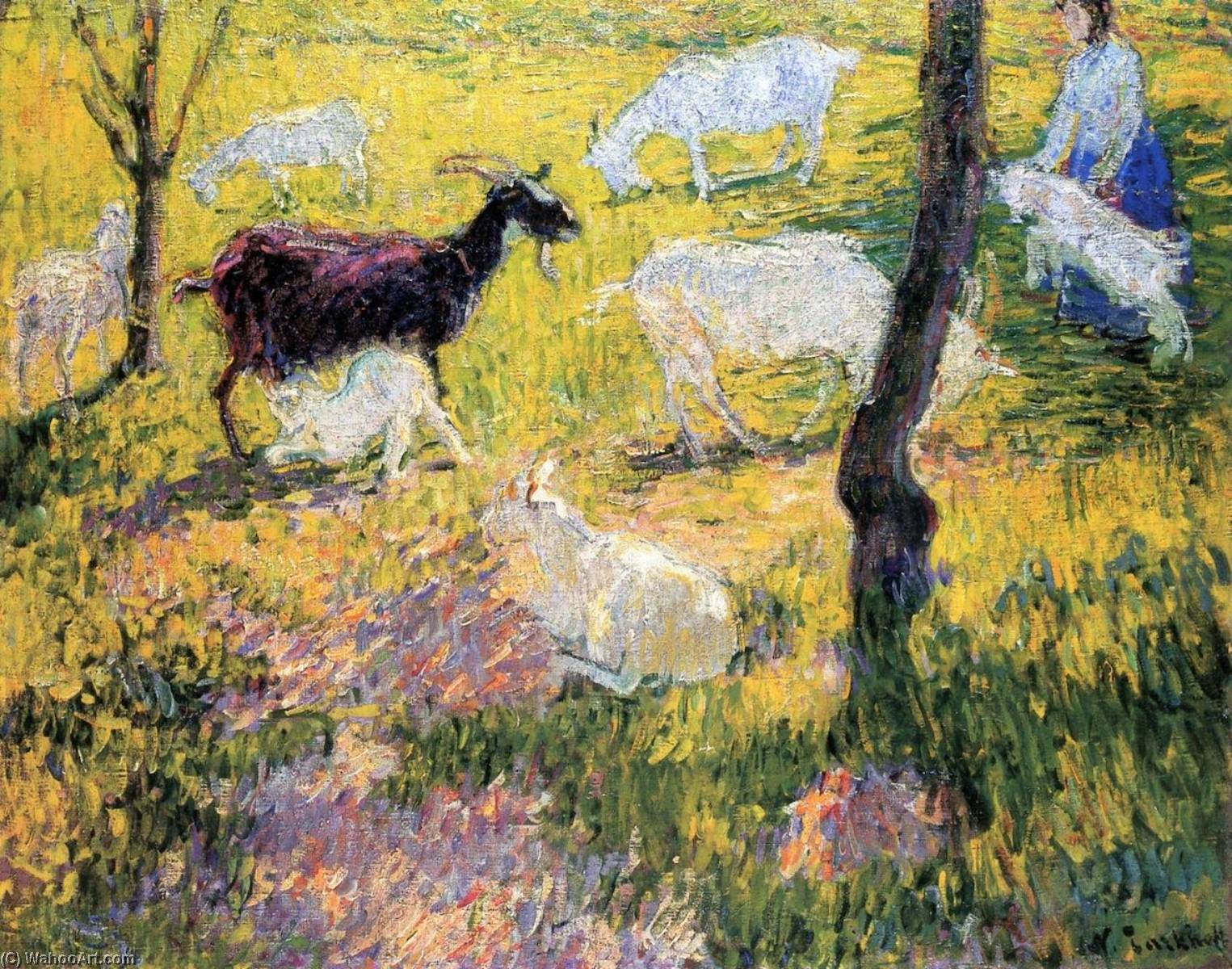 Order Art Reproductions Goats in the Field by Nicolas Tarkhoff (1871-1930) | ArtsDot.com