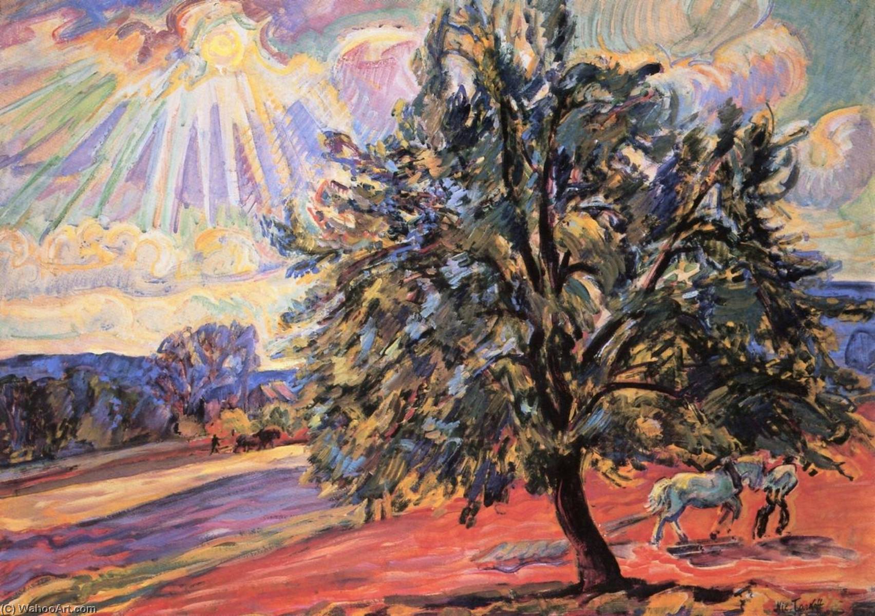Buy Museum Art Reproductions Landscape with Fields under the Sun, 1907 by Nicolas Tarkhoff (1871-1930) | ArtsDot.com