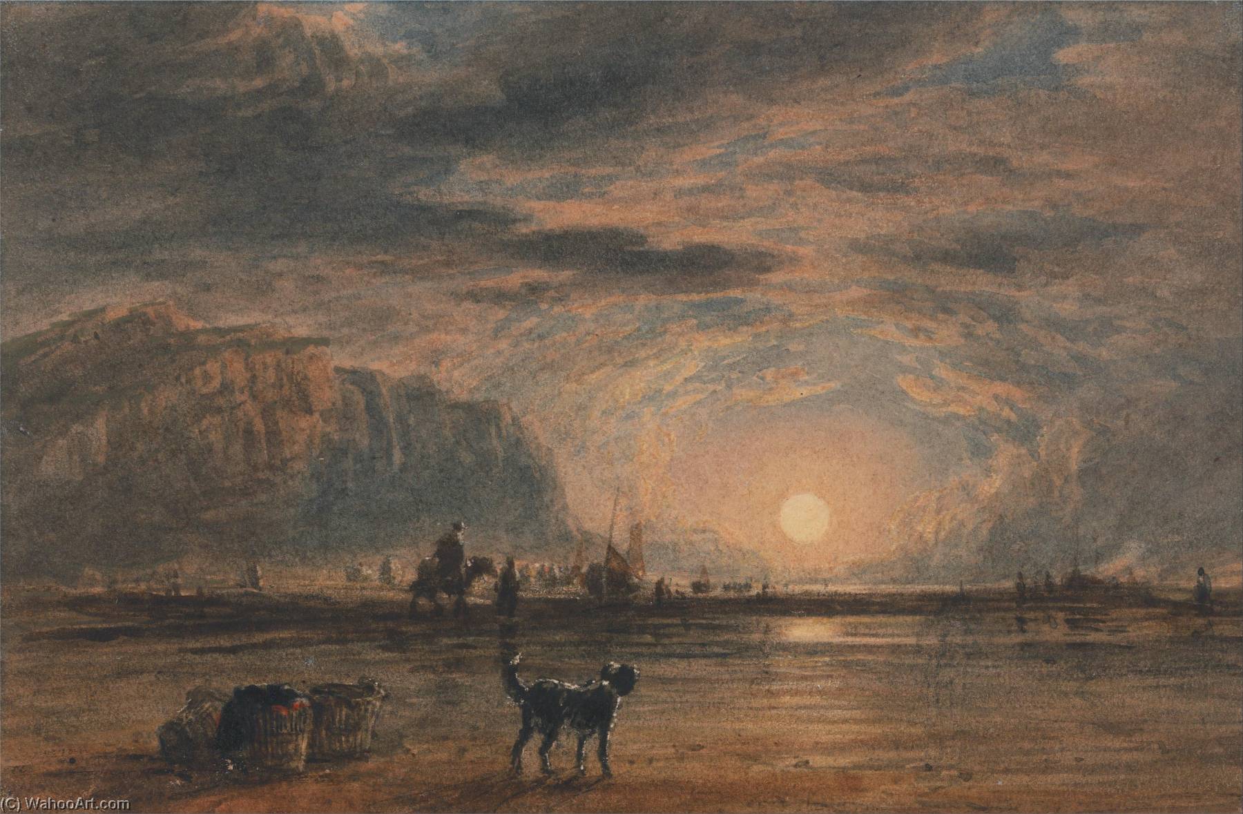Order Paintings Reproductions Beach Scene Sunrise, 1820 by David Cox (1783-1859, United Kingdom) | ArtsDot.com