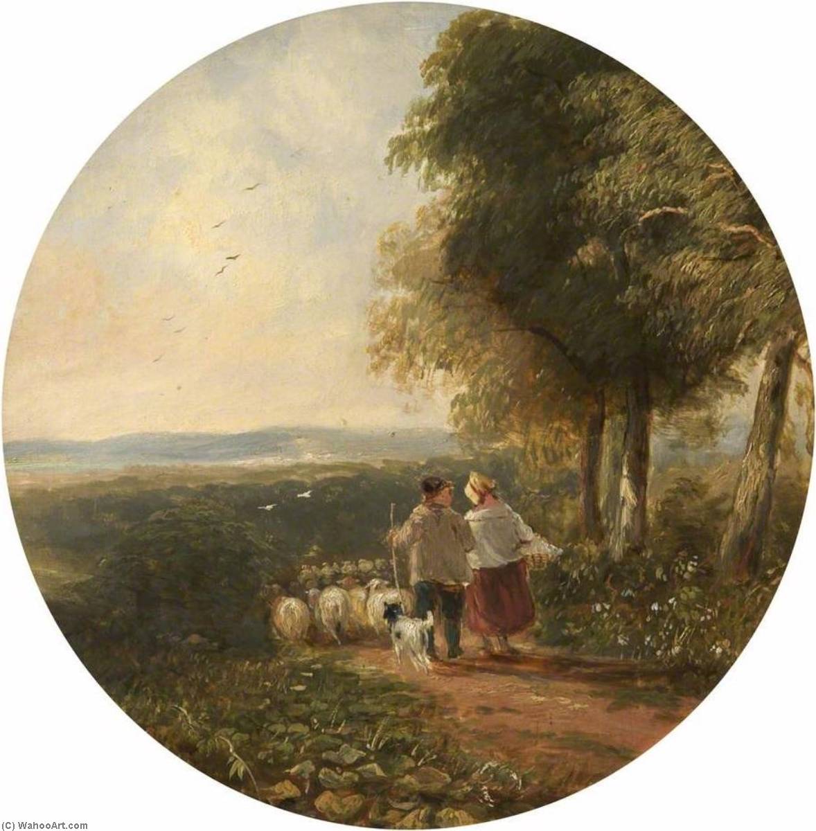 Order Oil Painting Replica Landscape with Sheep by David Cox (1783-1859, United Kingdom) | ArtsDot.com