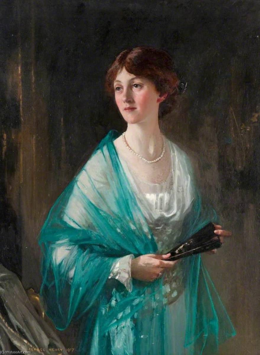 Get Paintings Reproductions Lady with a Green Scarf by George Henry (1828-1895) | ArtsDot.com