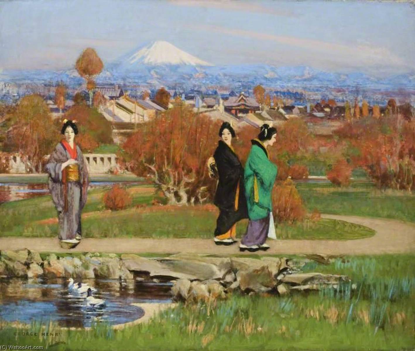 Order Oil Painting Replica In a Tokyo Garden, 1895 by George Henry (1828-1895) | ArtsDot.com
