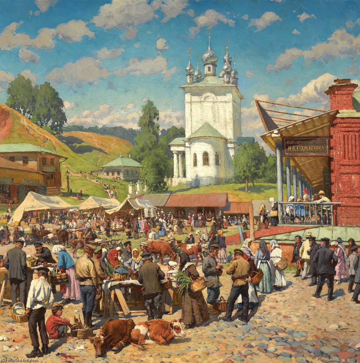 Order Oil Painting Replica Market day in Plyos by Alexander Vladimirovich Makovsky (1869-1924) | ArtsDot.com