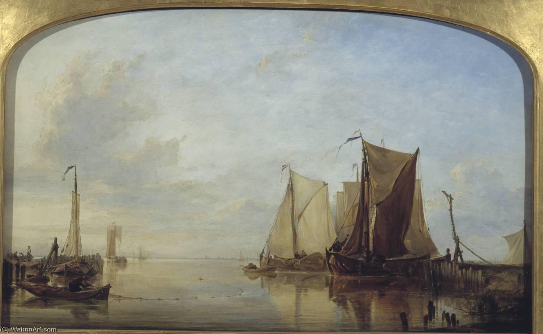 Order Oil Painting Replica Dutch Boats in a Calm, 1843 by Edward William Cooke (1811-1880, United Kingdom) | ArtsDot.com