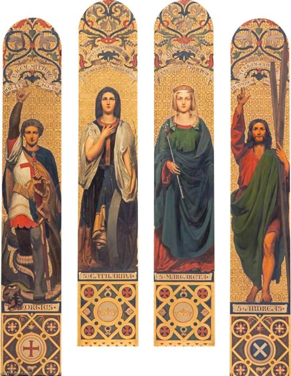 Buy Museum Art Reproductions Four Saints Saint George, Saint Catherine, Saint Margaret and Saint Andrew, 1848 by Thomas Faed (1826-1900, United Kingdom) | ArtsDot.com