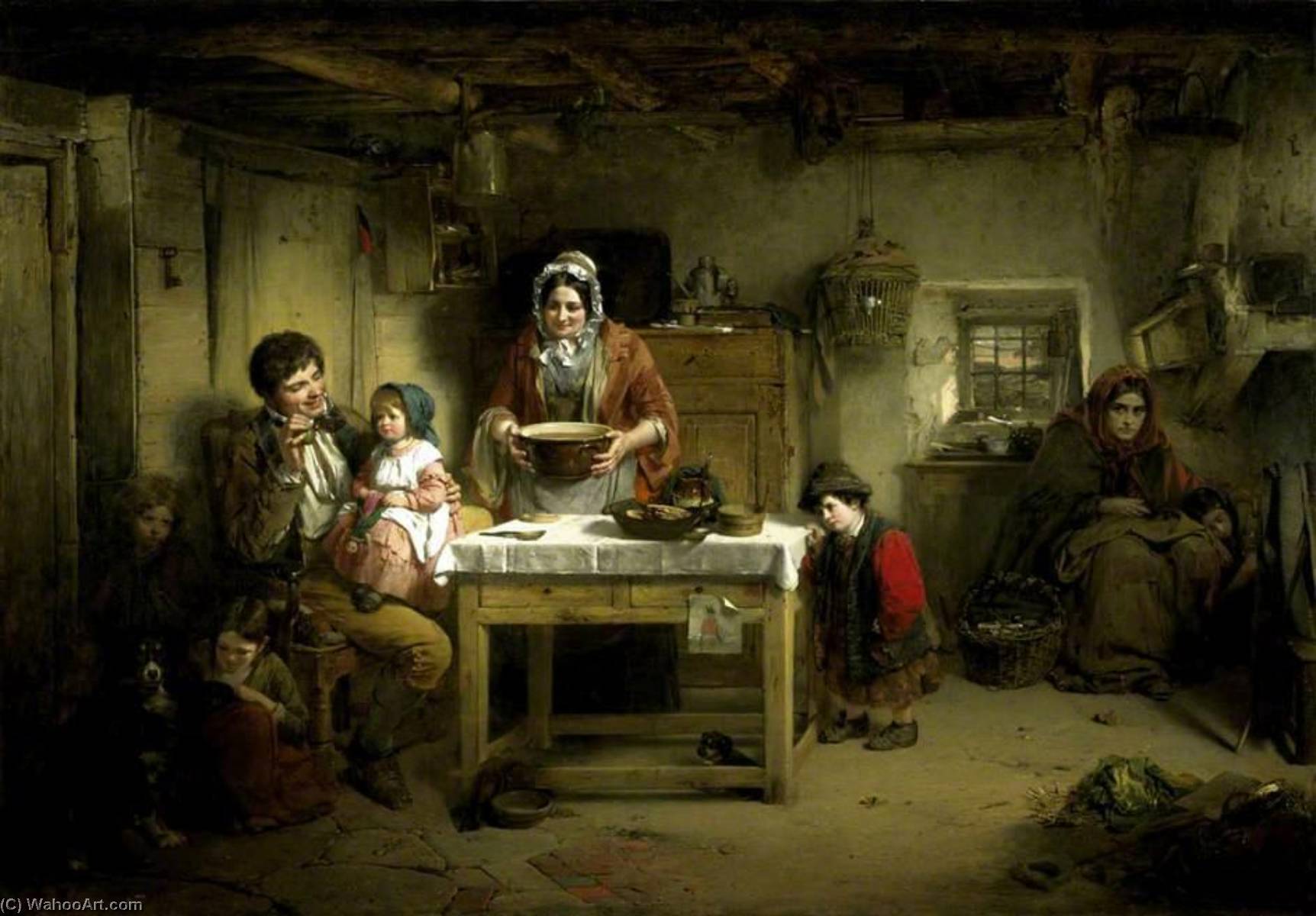 顺序 畫複製 无家可归。, 1856 通过 Thomas Faed (1826-1900, United Kingdom) | ArtsDot.com