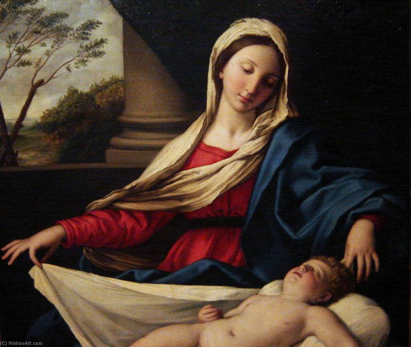 Order Oil Painting Replica Madonna Adoring the Child (detail) by Giovanni Salvi Da Sassoferrato (1609-1685) | ArtsDot.com