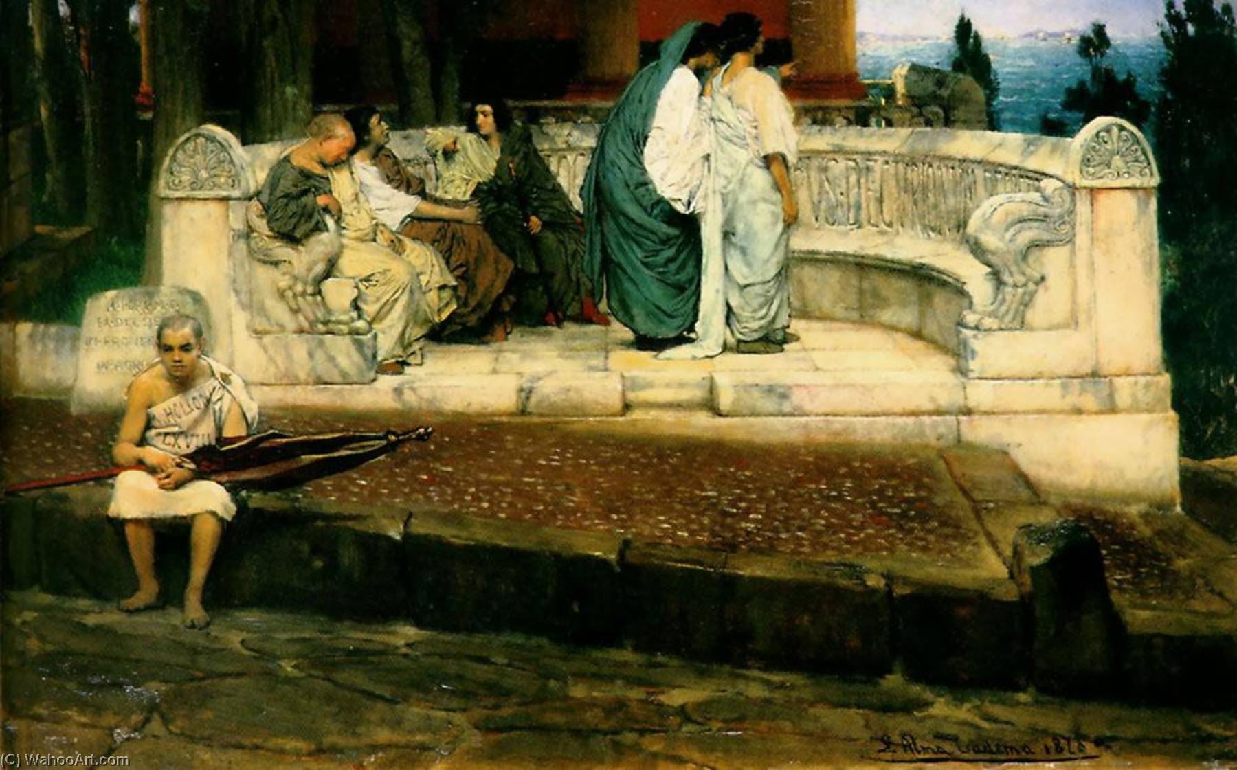 Order Paintings Reproductions An Exedra, 1869 by Lawrence Alma-Tadema | ArtsDot.com