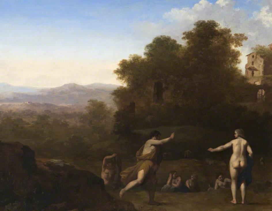 Order Oil Painting Replica Landscape with Mythological Figures by Cornelius Van Poelenburgh (1594-1667) | ArtsDot.com