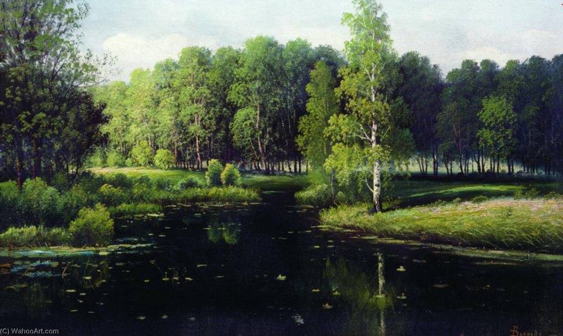 Order Paintings Reproductions Forest Landscape by Efim Efimovich Volkov (1844-1920) | ArtsDot.com
