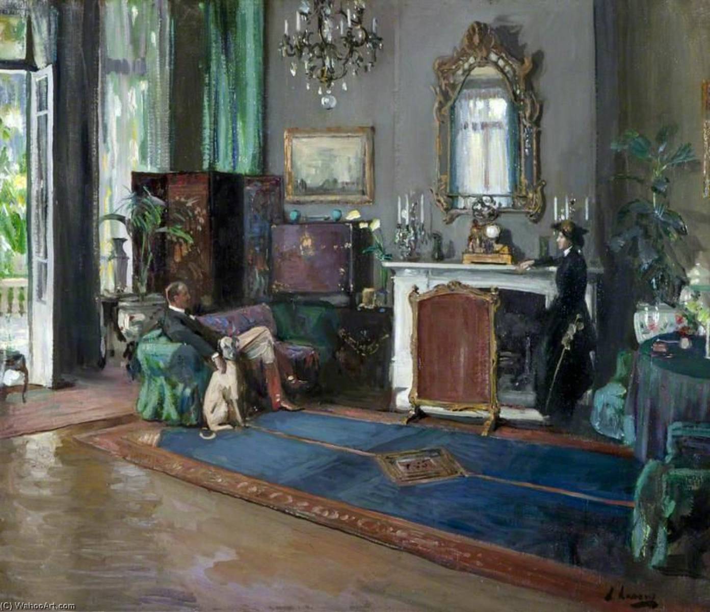 顺序 藝術再現 灰狗(又名雷金纳德·利斯特爵士和艾琳·拉弗瑞), 1910 通过 John Lavery | ArtsDot.com