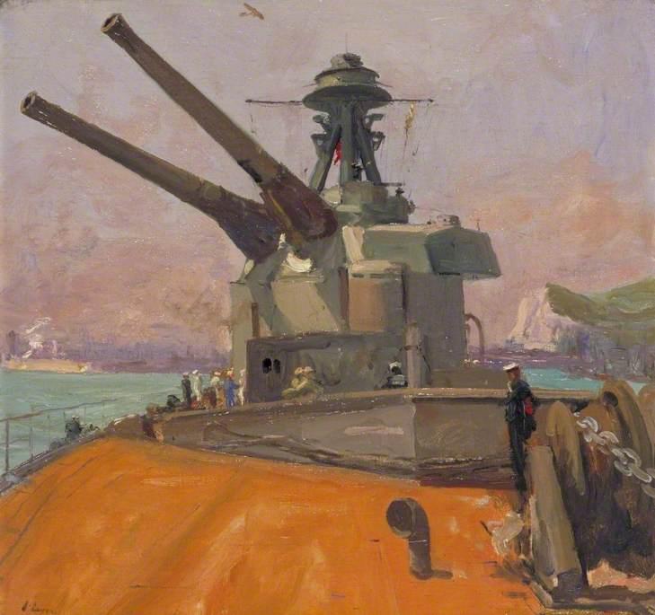 順序 手描き油絵 銃、HMS の「テロ」。, 1918 バイ John Lavery | ArtsDot.com