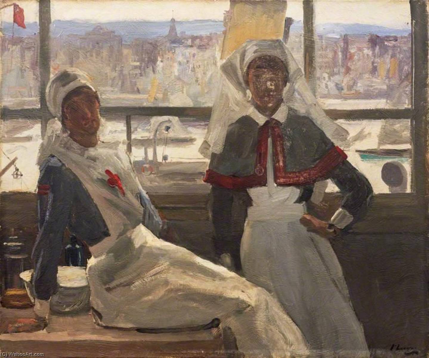 Buy Museum Art Reproductions Le Havre Nurse Billam and Sister Currier, 1919 by John Lavery | ArtsDot.com