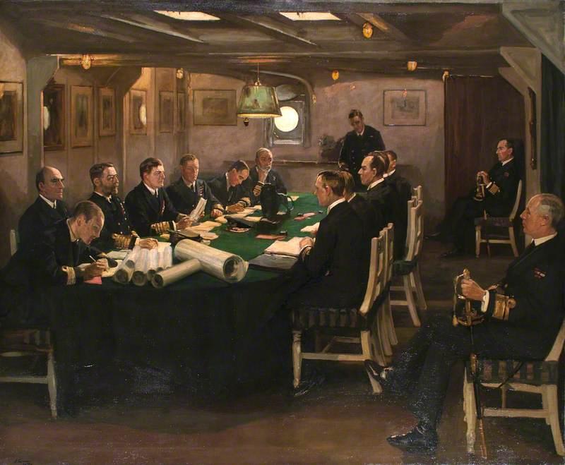 顺序 手工油畫 The End (and known as Admiral Beatty Reading the term of the Surrender of the German marine), 1918 通过 John Lavery | ArtsDot.com