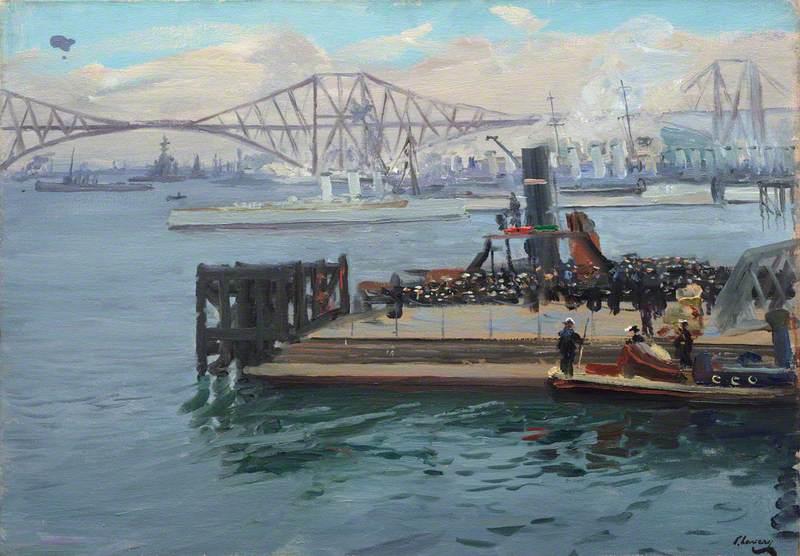 Order Art Reproductions The Forth Bridge Bluejackets Landing, 1917 by John Lavery | ArtsDot.com
