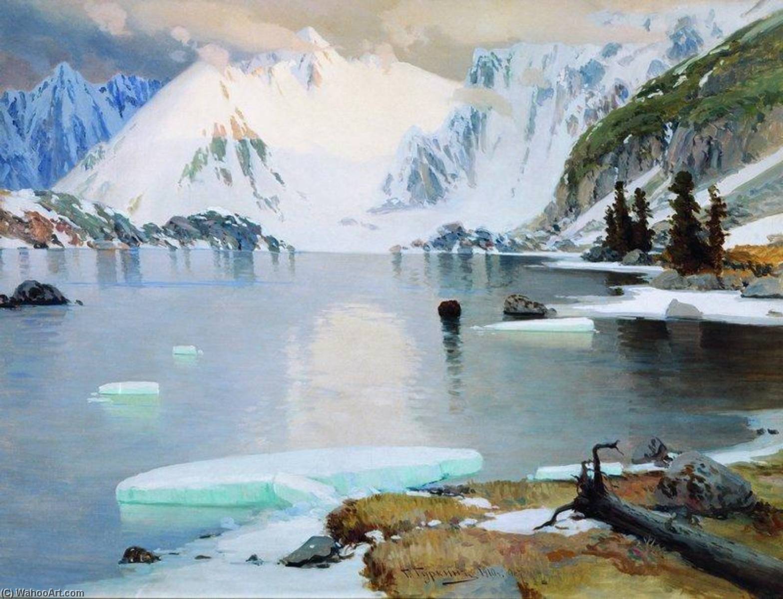 順序 手描き油絵 山の湖, 1910 バイ Grigory Gurkin (1870-1937) | ArtsDot.com
