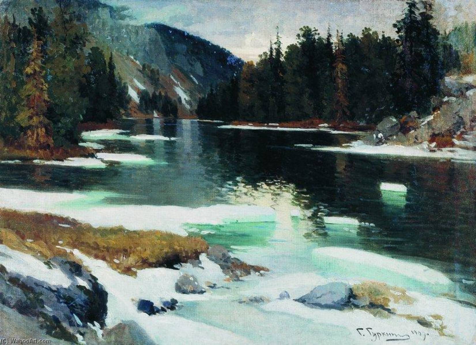 Ordinare Riproduzioni D'arte Lago di Karakol, 1909 di Grigory Gurkin (1870-1937) | ArtsDot.com