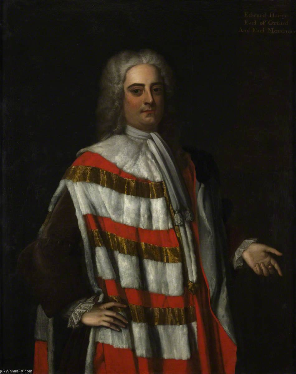 Order Paintings Reproductions Edward Harley (1689–1741), 2nd Earl of Oxford, 1728 by Michael Dahl | ArtsDot.com