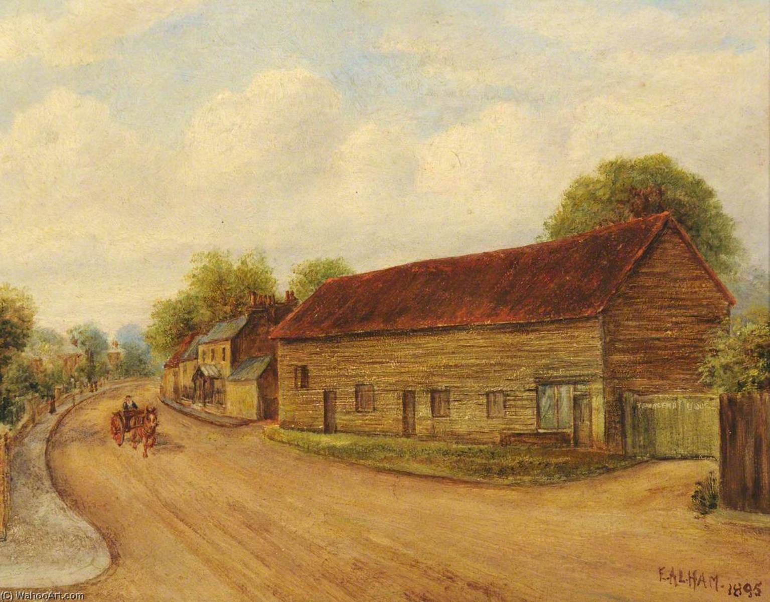 Order Oil Painting Replica Old Barn, South Road, Southall (looking south), 1895 by Ernest A. L. Ham (Inspired By) (1874-1958) | ArtsDot.com