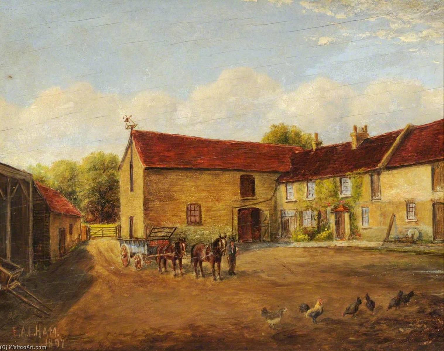 Order Paintings Reproductions Glebe Farm, Western Road, Southall Green, 1897 by Ernest A. L. Ham (Inspired By) (1874-1958) | ArtsDot.com
