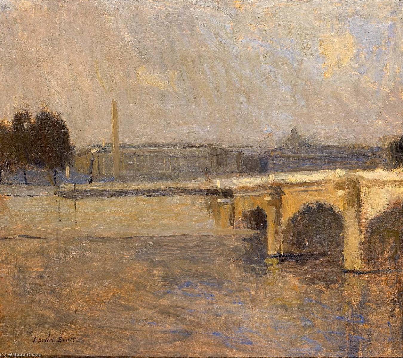 Order Paintings Reproductions Seine at Paris, Pont de la Concorde by Frank Edwin Scott (1863-1929) | ArtsDot.com