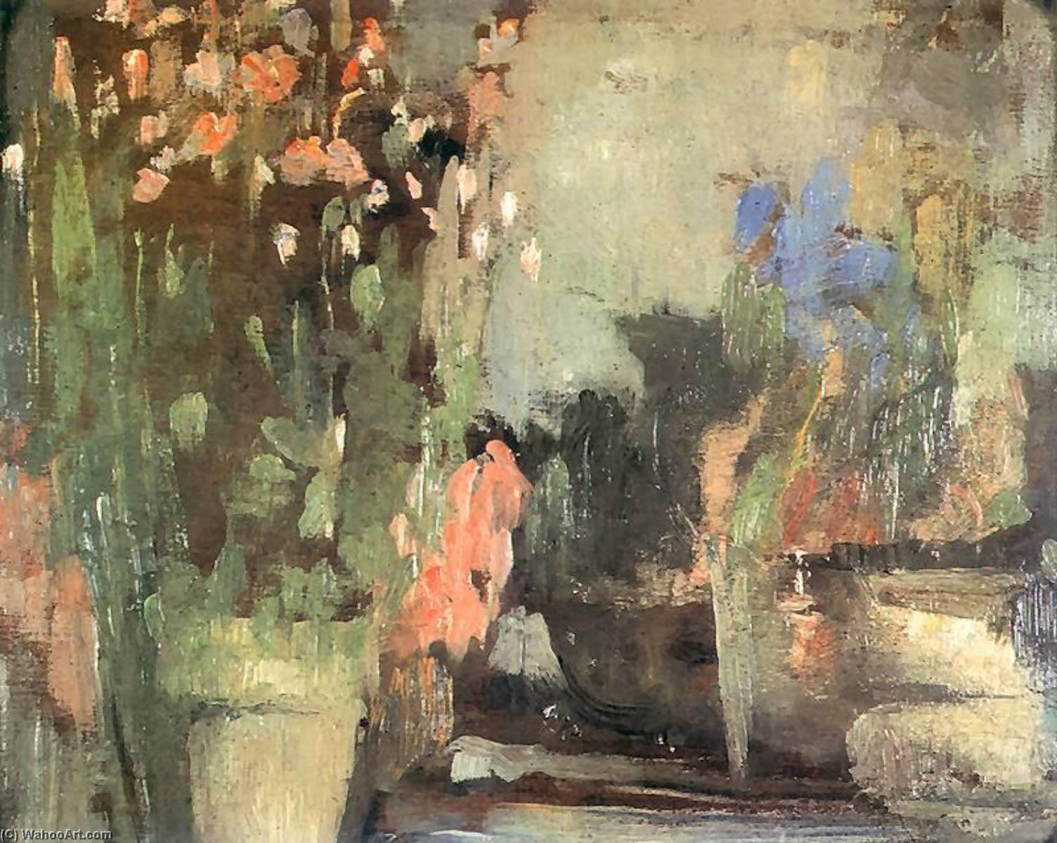 Buy Museum Art Reproductions Flowers on the Terrace, 1903 by Olga Bozna Ska (1865-1940) | ArtsDot.com