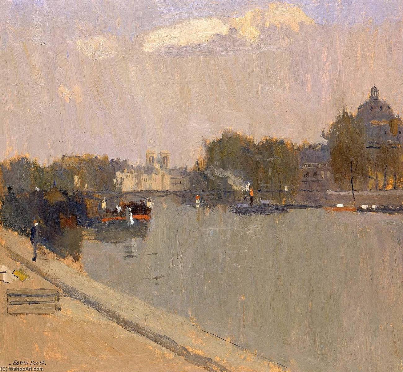 Order Paintings Reproductions The Seine at Paris (L`Institute) by Frank Edwin Scott (1863-1929) | ArtsDot.com