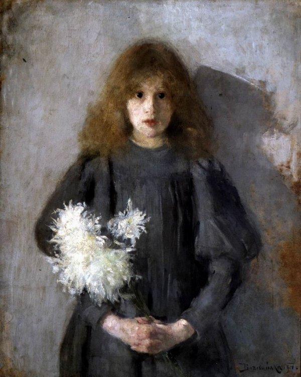 Order Oil Painting Replica Girl with Chrysanthemums, 1894 by Olga Bozna Ska (1865-1940) | ArtsDot.com