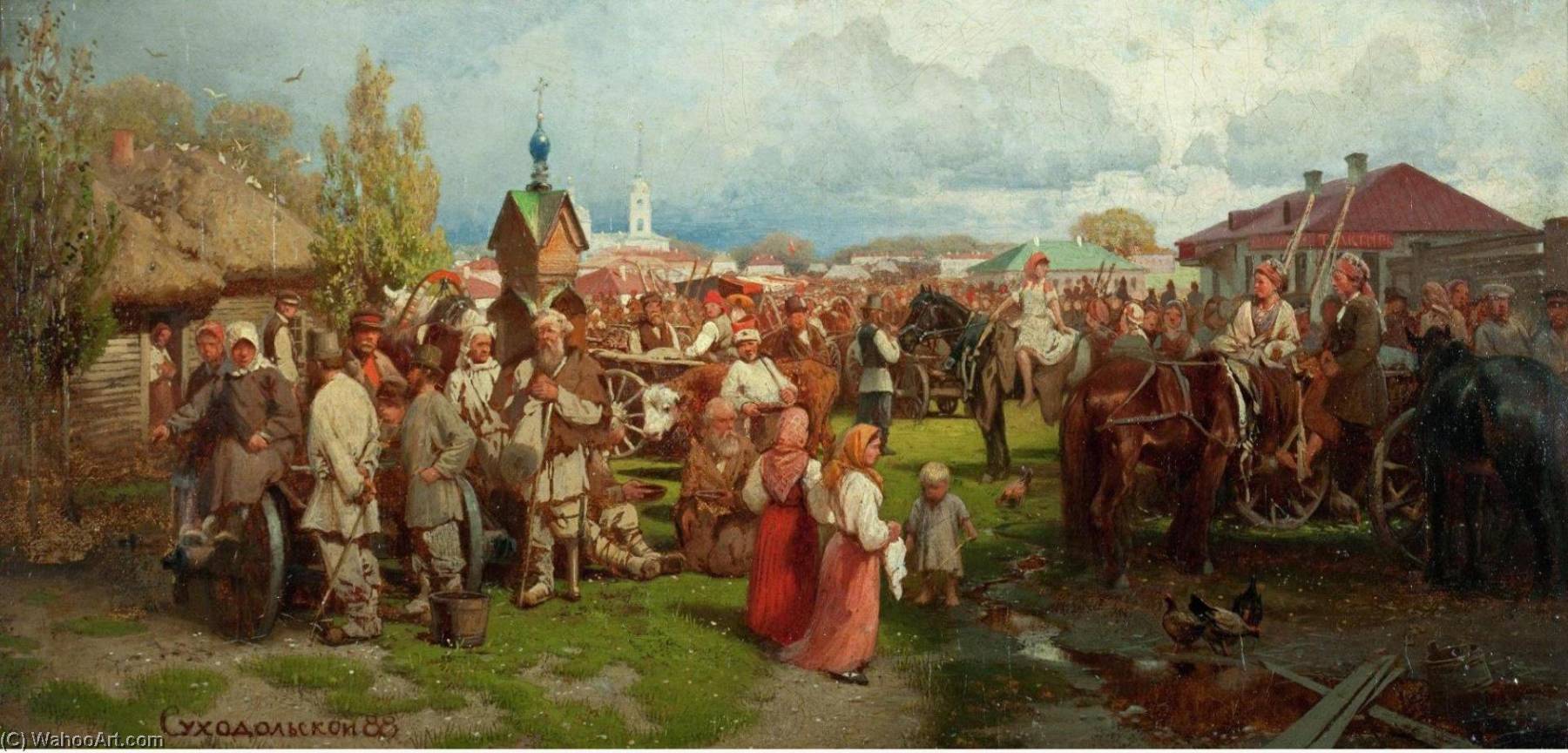 Order Artwork Replica Fair at Sorochinsk (also known as Fair at Sorochinsk), 1888 by Petr Sukhodolsky (1835-1903) | ArtsDot.com