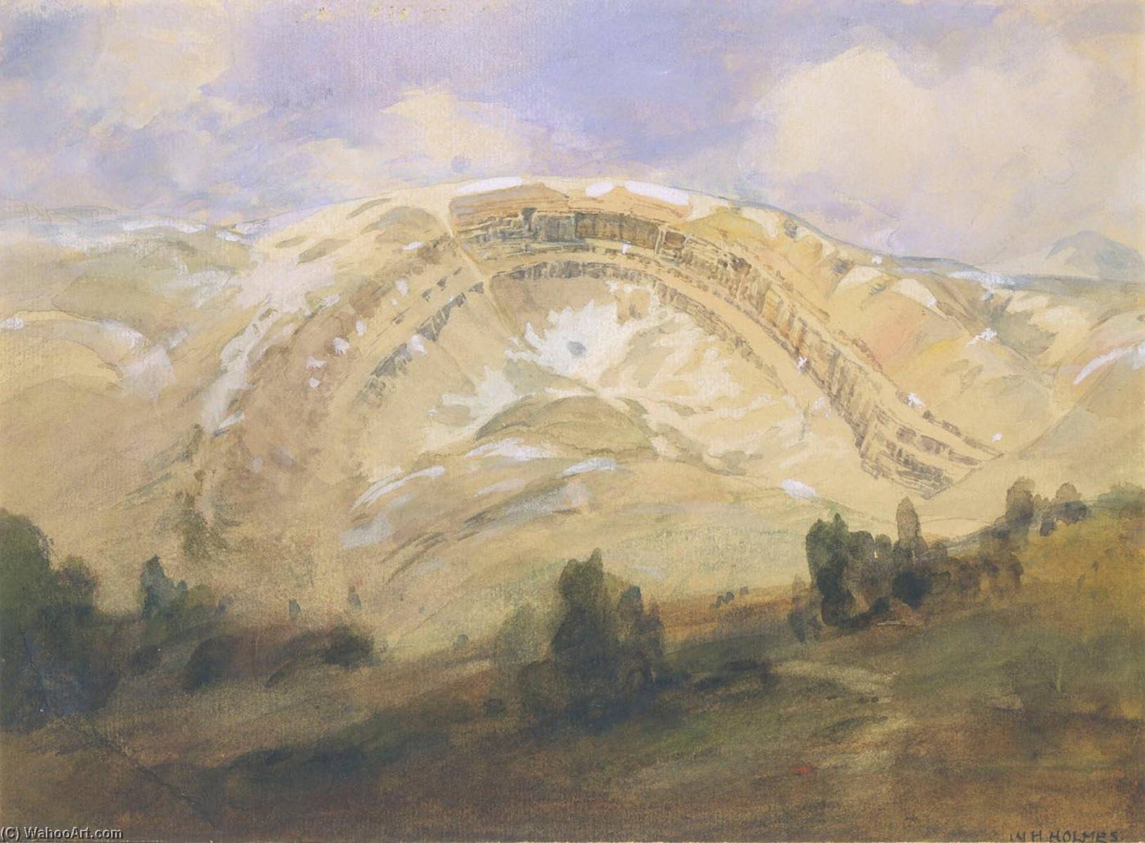 Buy Museum Art Reproductions Folded Strata, a Great Geological Arch, Colorado, 1874 by William Henry Holmes (1846-1933, United States) | ArtsDot.com