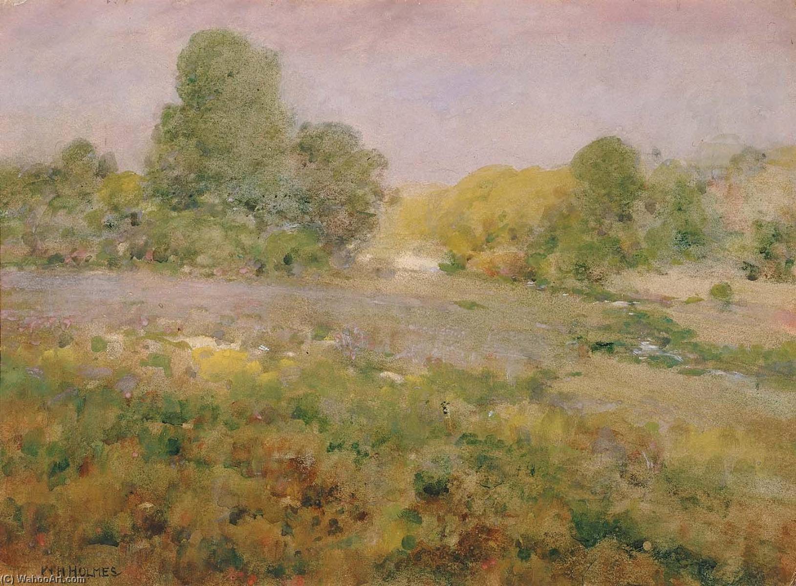 Order Oil Painting Replica Field of Varicolored Grasses in Late Summer (In the Virginia Hills) by William Henry Holmes (1846-1933, United States) | ArtsDot.com