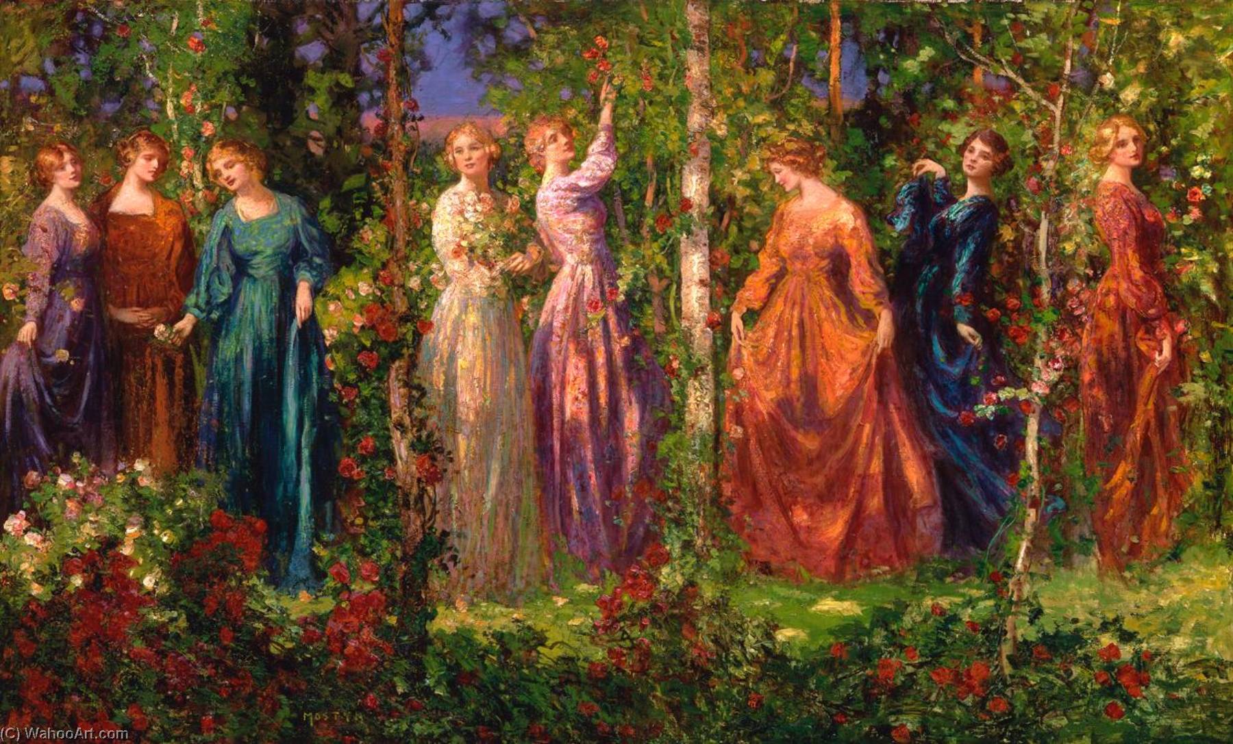Buy Museum Art Reproductions Gather Ye Rosebuds While Ye May by Thomas Edwin Mostyn (1864-1930) | ArtsDot.com