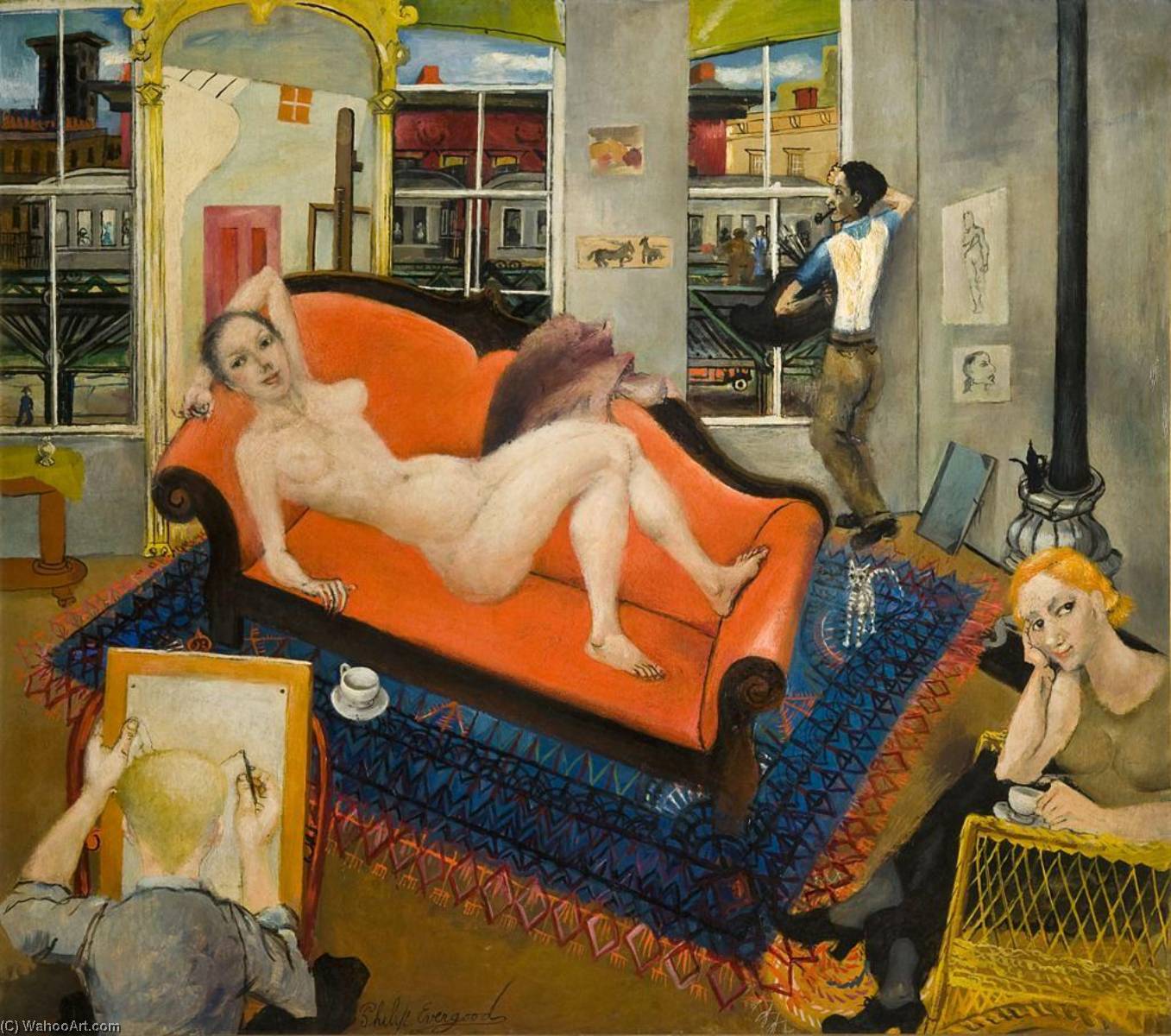 Order Art Reproductions Nude by the El, 1933 by Philip Evergood (Inspired By) (1901-1973) | ArtsDot.com