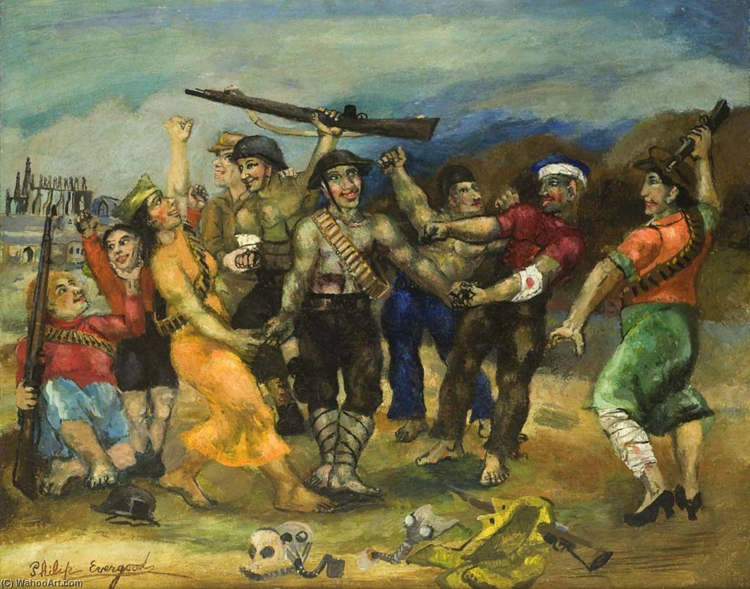 Order Oil Painting Replica Back Again (They Did Not Pass), 1944 by Philip Evergood (Inspired By) (1901-1973) | ArtsDot.com