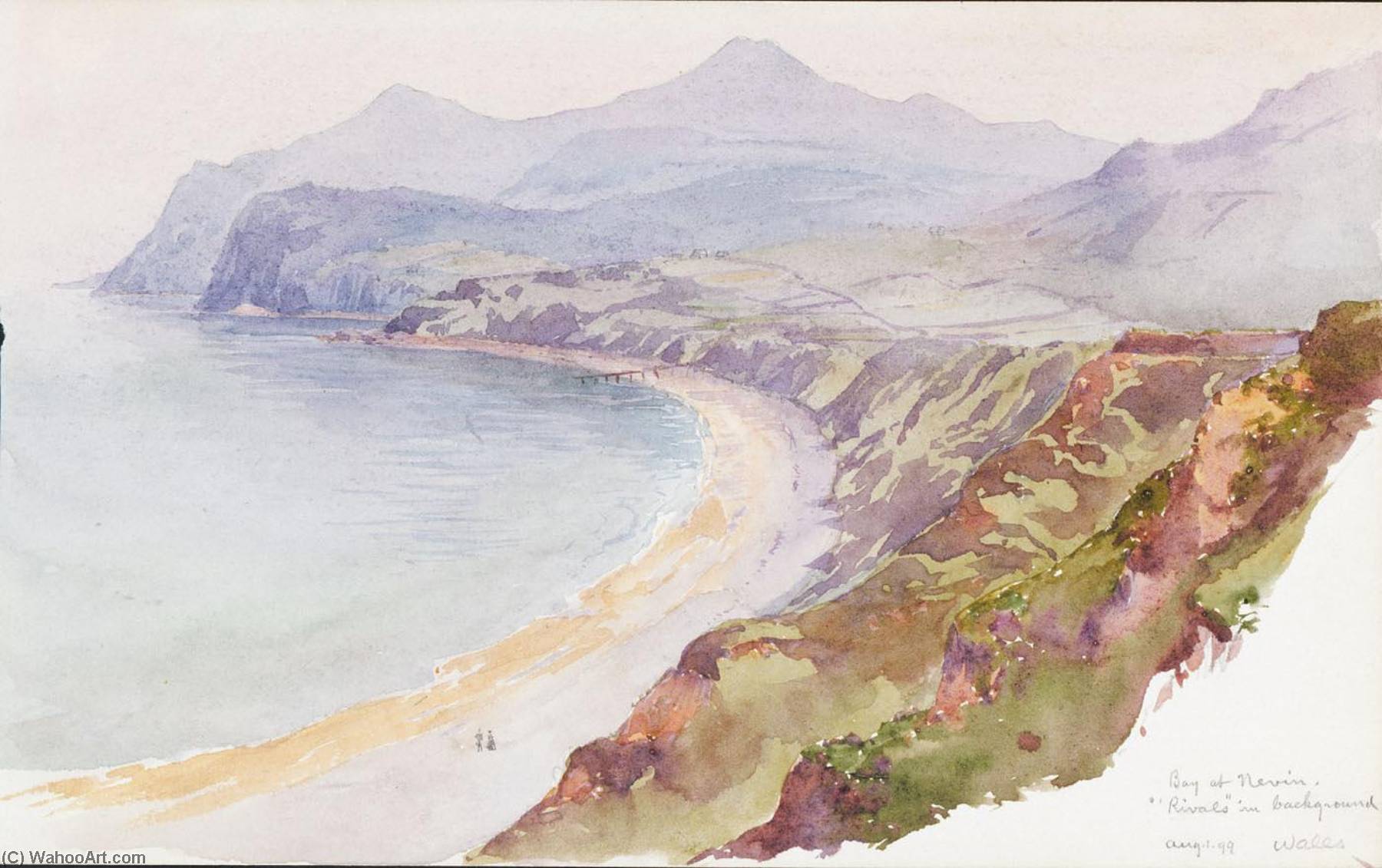 Order Paintings Reproductions Bay at Nevin, Wales, 1899 by George Elbert Burr (1859-1939) | ArtsDot.com